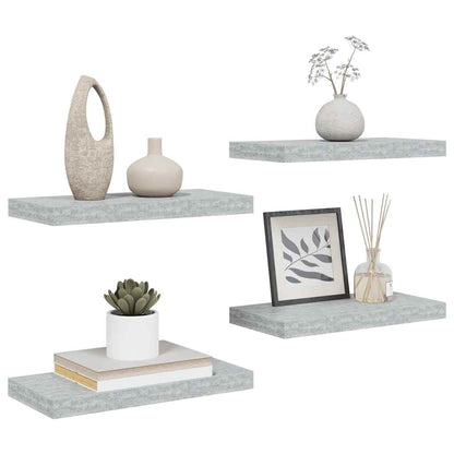 Schweberegale 4 Stk. Betongrau 50x23x3,8 cm MDF