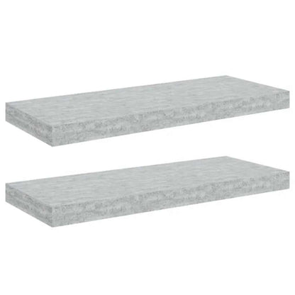 Schweberegale 2 Stk. Betongrau 60x23,5x3,8 cm MDF