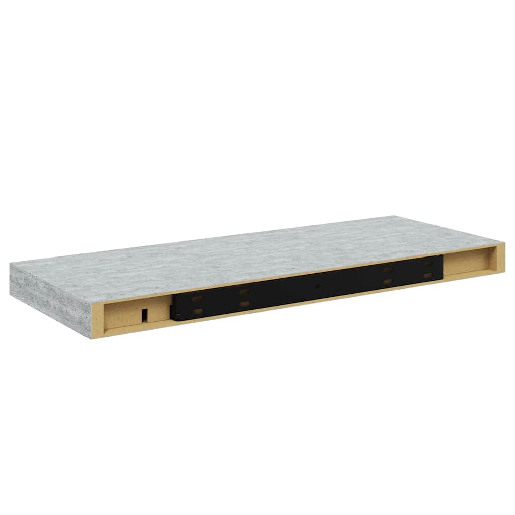 Schweberegale 2 Stk. Betongrau 60x23,5x3,8 cm MDF