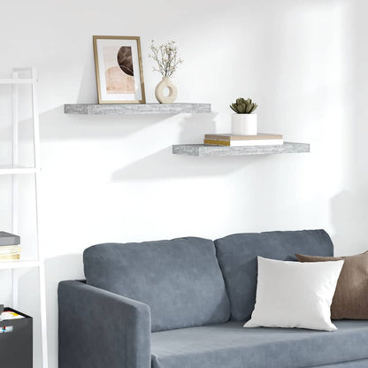 Schweberegale 2 Stk. Betongrau 60x23,5x3,8 cm MDF