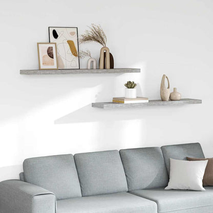 Schweberegale 2 Stk. Betongrau 120x23,5x3,8 cm MDF