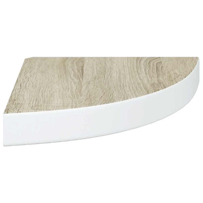 Eck-Schweberegale 4 Stk. Eichen-Optik und Weiß 25x25x3,8 cm MDF