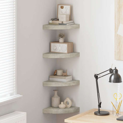 Eck-Schweberegale 4 Stk. Betongrau 25x25x3,8 cm MDF