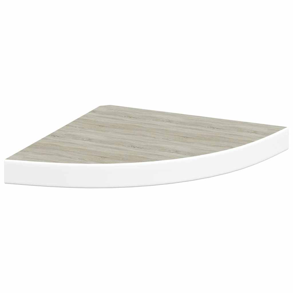 Eck-Schweberegale 2 Stk. Eichen-Optik und Weiß 35x35x3,8 cm MDF