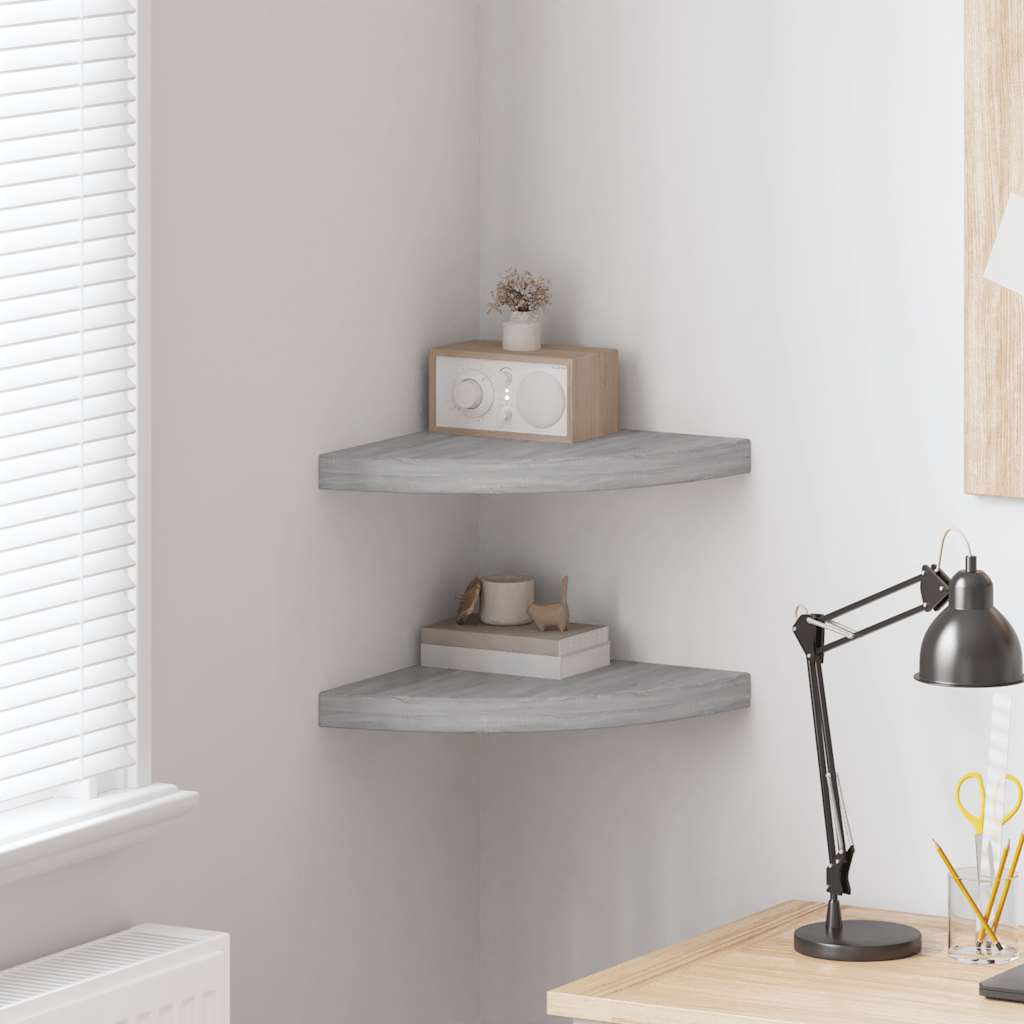 Eck-Schweberegale 2 Stk. Betongrau 35x35x3,8 cm MDF