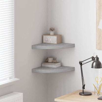 Eck-Schweberegale 2 Stk. Betongrau 35x35x3,8 cm MDF