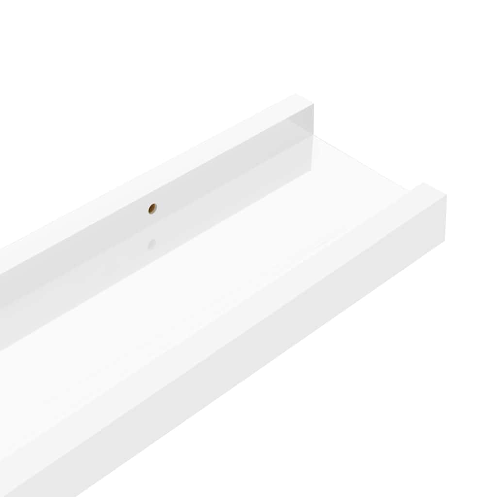 Wandregale 2 Stk. Hochglanz-Weiß 40x9x3 cm