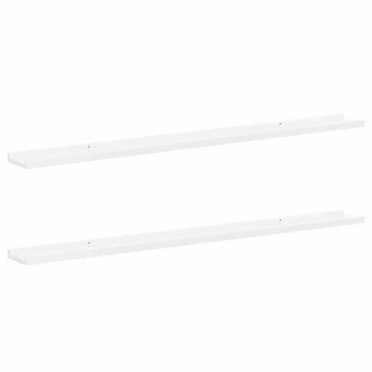 Wandregale 2 Stk. Hochglanz-Weiß 115x9x3 cm