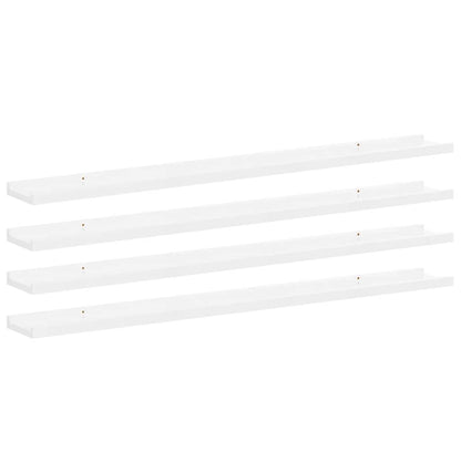 Wandregale 4 Stk. Hochglanz-Weiß 100x9x3 cm