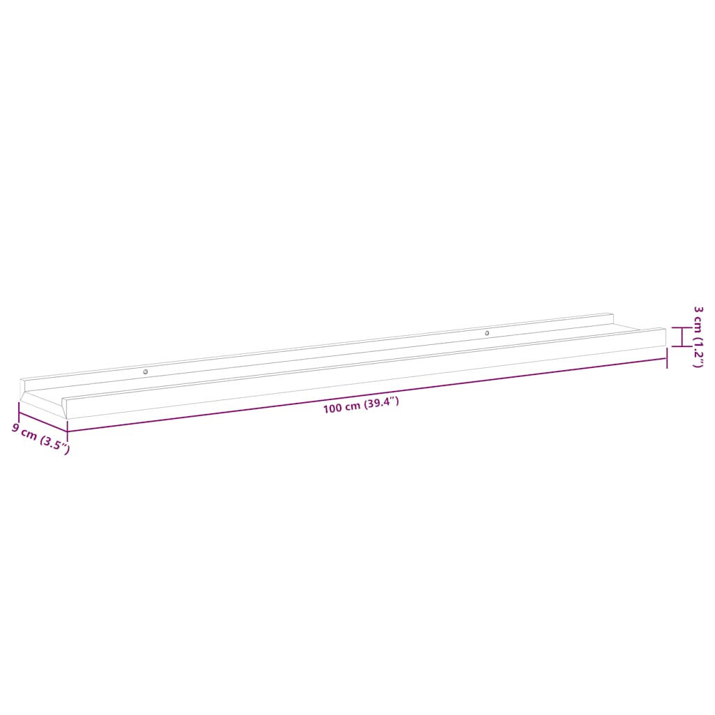 Wandregale 4 Stk. Hochglanz-Weiß 100x9x3 cm