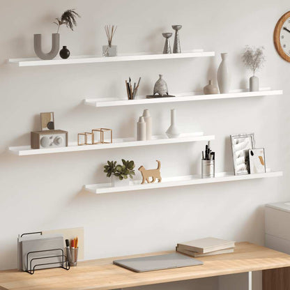 Wandregale 4 Stk. Hochglanz-Weiß 100x9x3 cm