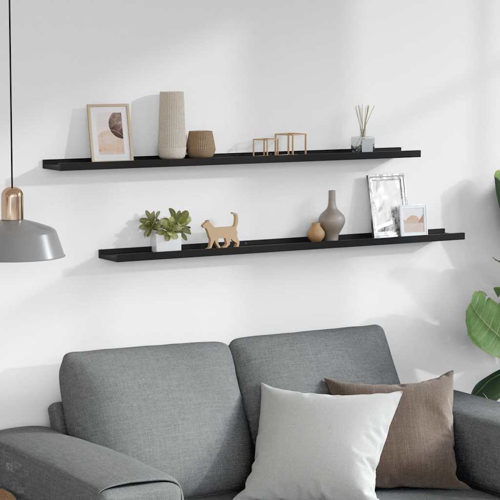 Wandregale 2 Stk. Schwarz 115x9x3 cm