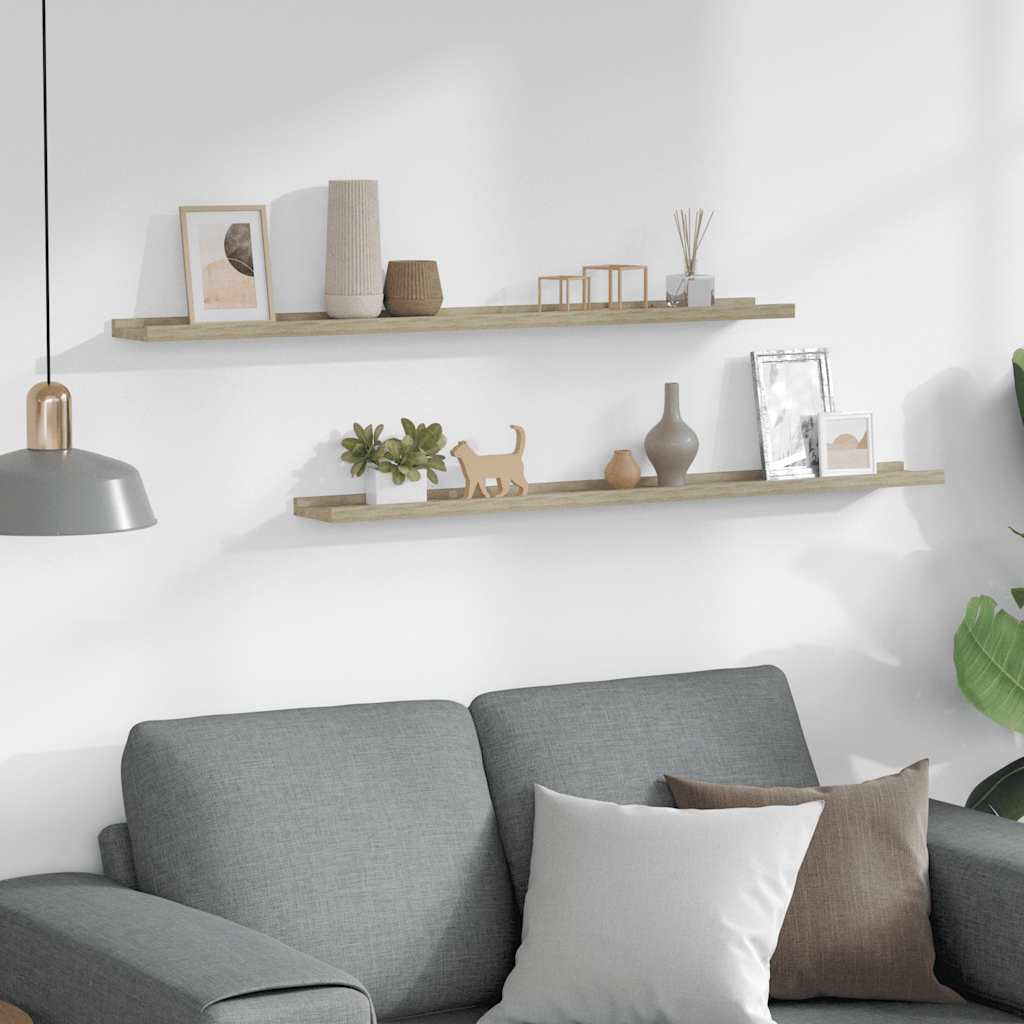 Wandregale 2 Stk. Sonoma-Eiche 100x9x3 cm