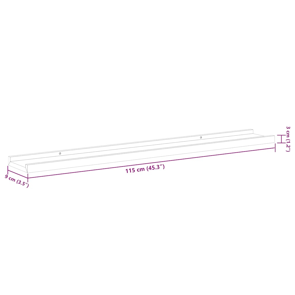 Wandregale 2 Stk. Sonoma-Eiche 115x9x3 cm