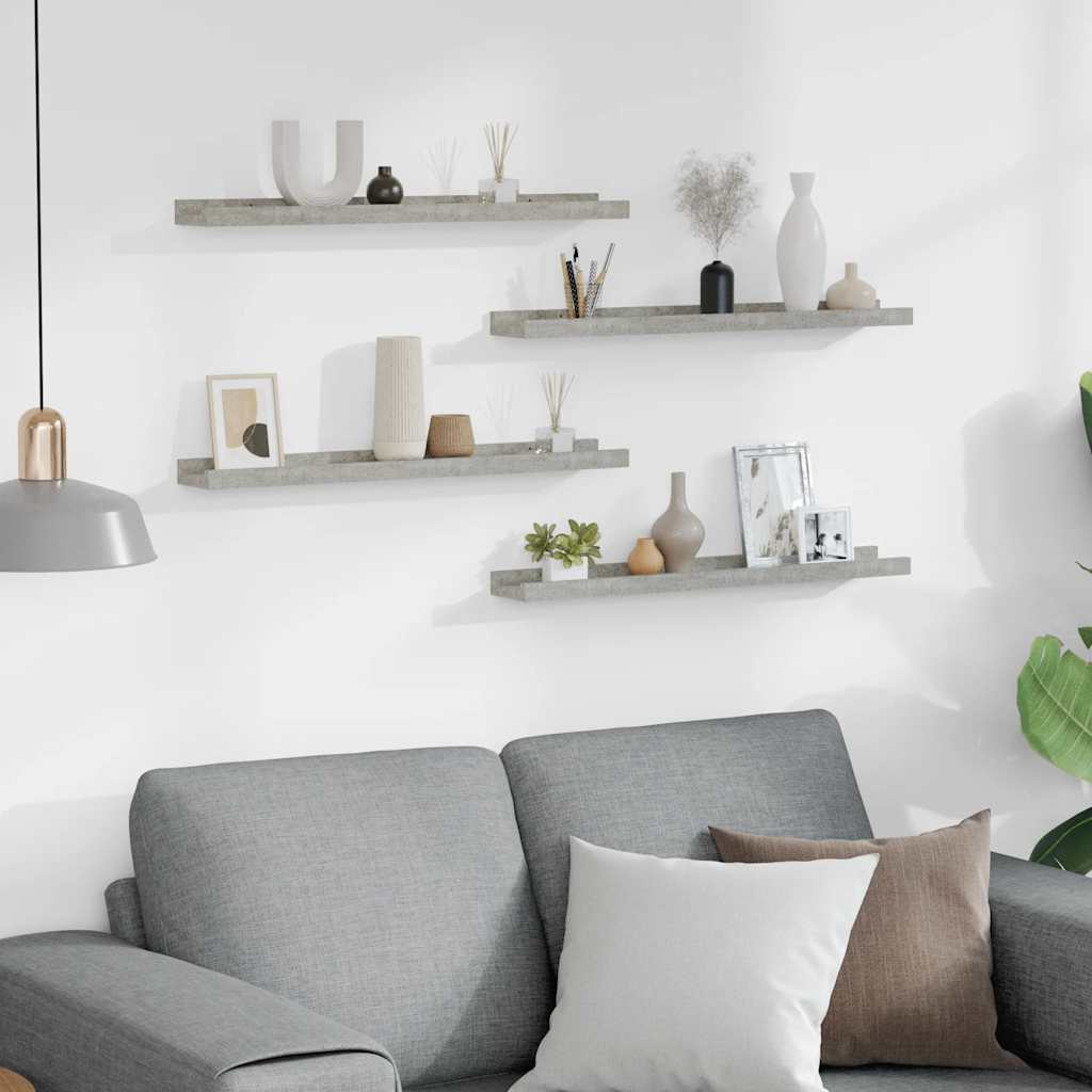 Wandregale 4 Stk. Betongrau 60x9x3 cm