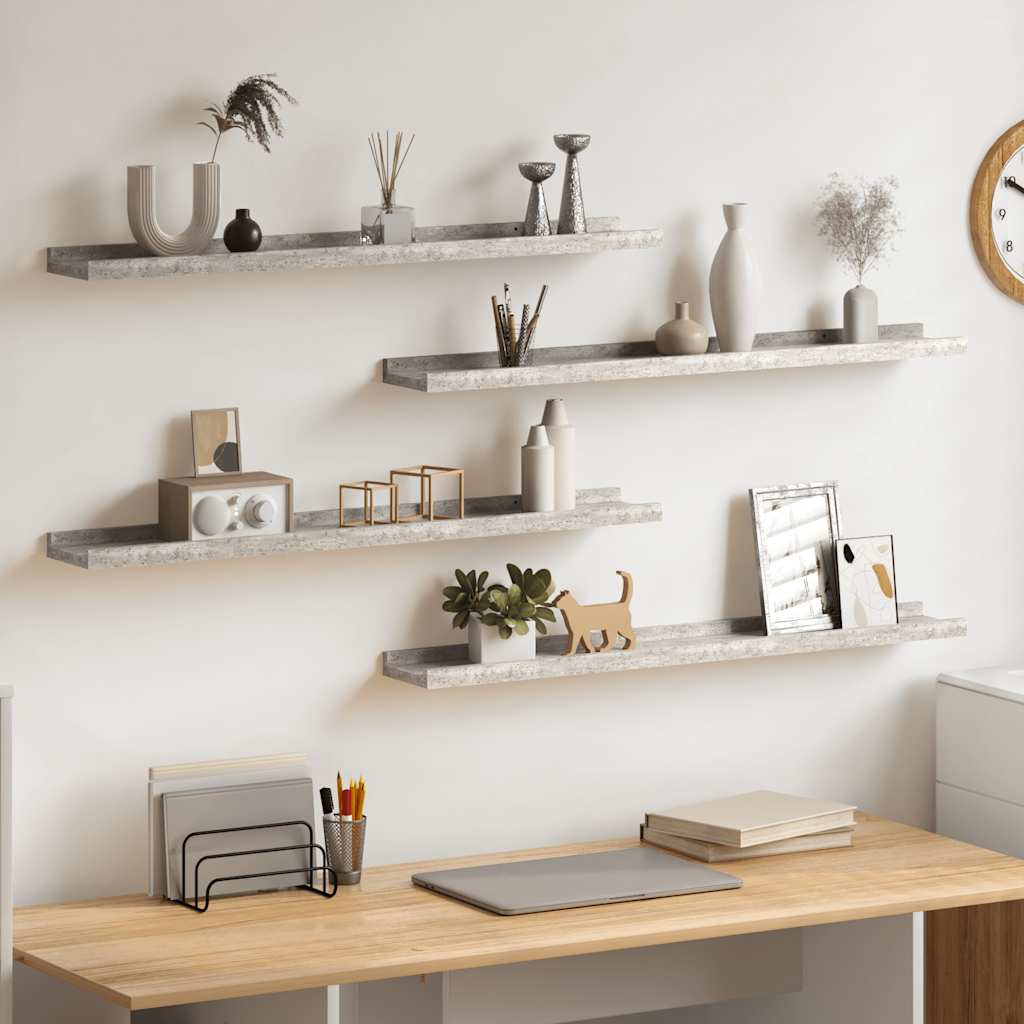 Wandregale 4 Stk. Betongrau 80x9x3 cm