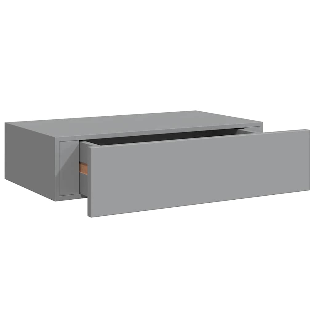 Wandregale mit Schubladen 2 Stk. Grau 40x23,5x10 cm MDF