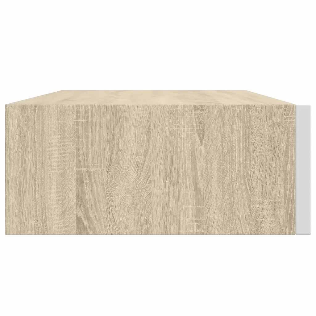 Wandmontiertes Schubladenregal Eiche und Weiß 40 x 23,5 x 10 cm MDF
