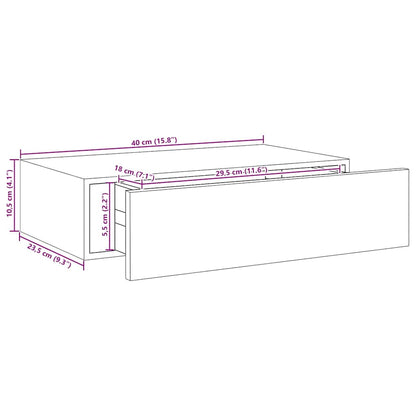 Wandmontiertes Schubladenregal Eiche und Weiß 40 x 23,5 x 10 cm MDF
