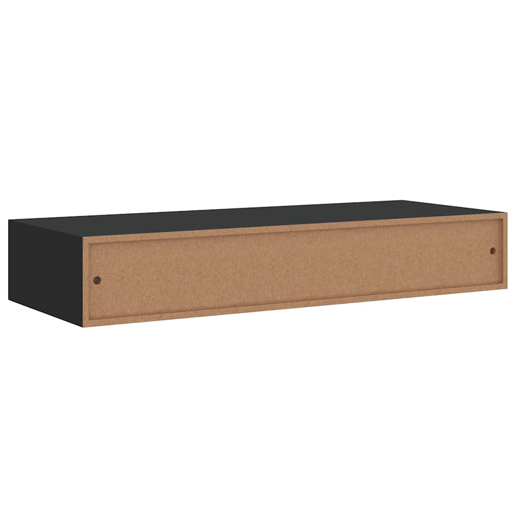 Wandregale mit Schubladen 2 Stk. Schwarz 60x23,5x10 cm MDF