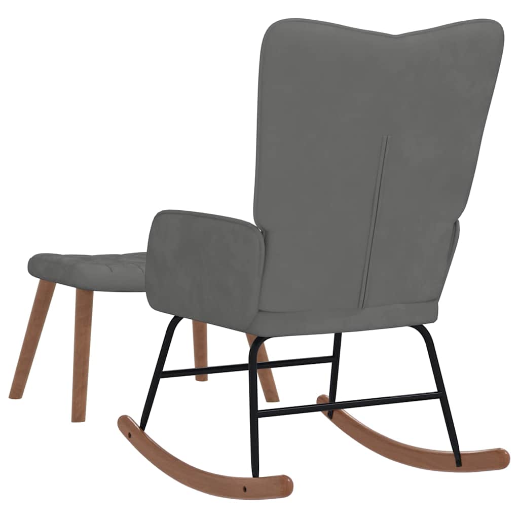 Schaukelstuhl mit Hocker Samt Dunkelgrau