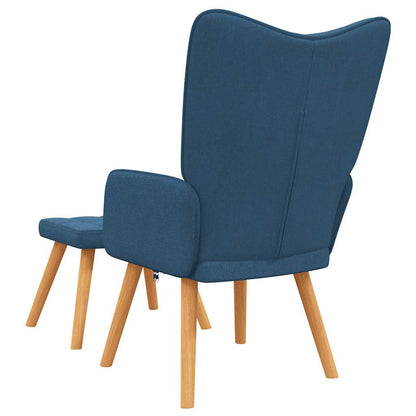 Relaxsessel mit Hocker Blau Stoff