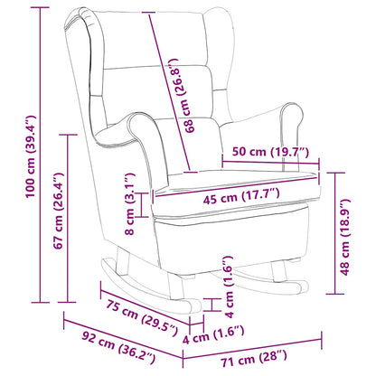 Schaukelstuhl Ohrensessel Dunkelgrün Samt und Massivholz