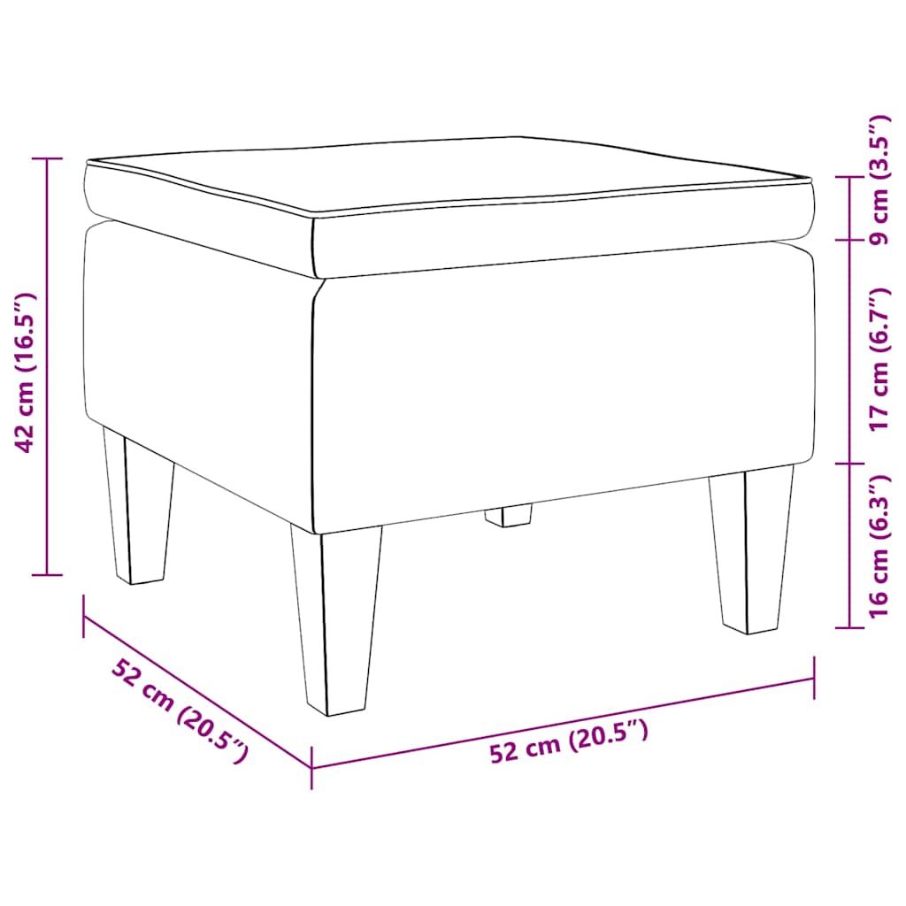 Hocker mit Holzbeinen Taupe Stoff