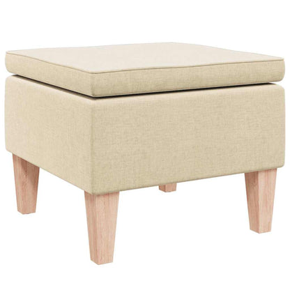 Hocker mit Holzbeinen Creme Stoff