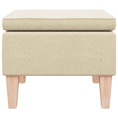 Hocker mit Holzbeinen Creme Stoff