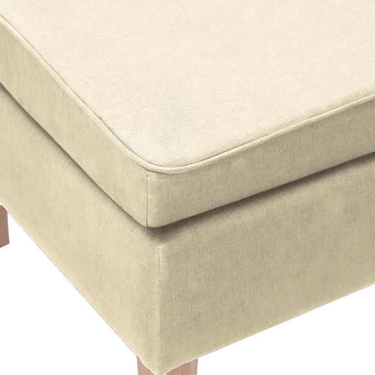 Hocker mit Holzbeinen Creme Stoff