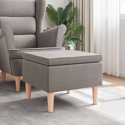 Hocker mit Holzbeinen Taupe Stoff