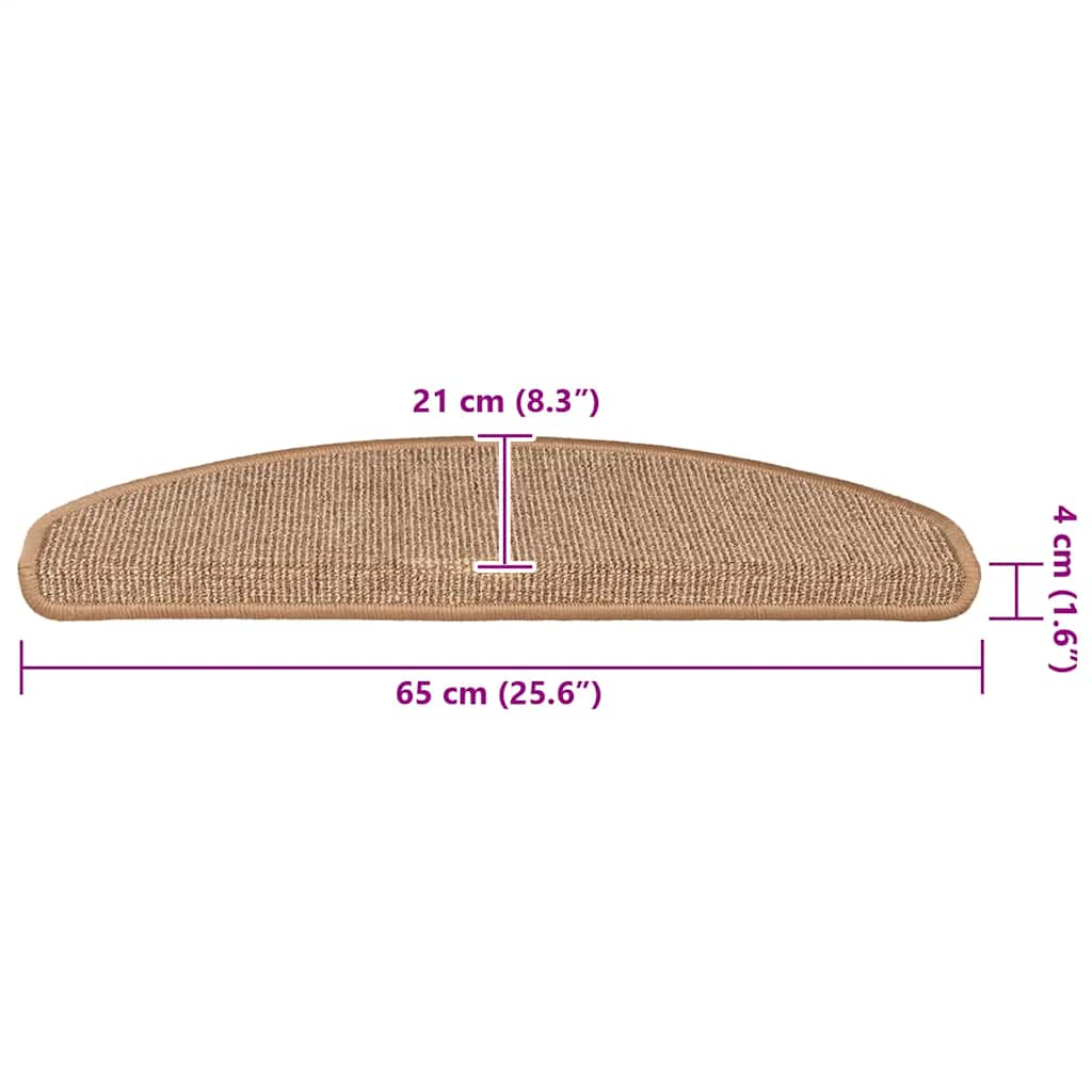 Stufenmatten 15 Stk. 65x21x4 cm Hellbraun Halbrund Groß