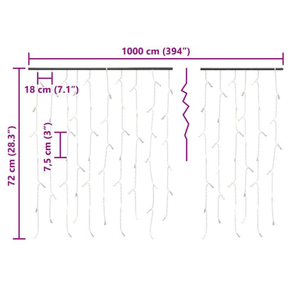 Lichtervorhang LED Eiszapfen 10 m 400 LED Bunt 8 Funktionen
