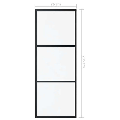 Schiebetür 3-teilig ESG-Glas und Aluminium 76x205 cm Schwarz