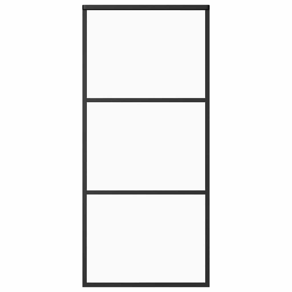 Schiebetür ESG-Glas und Aluminium 90x205 cm Schwarz