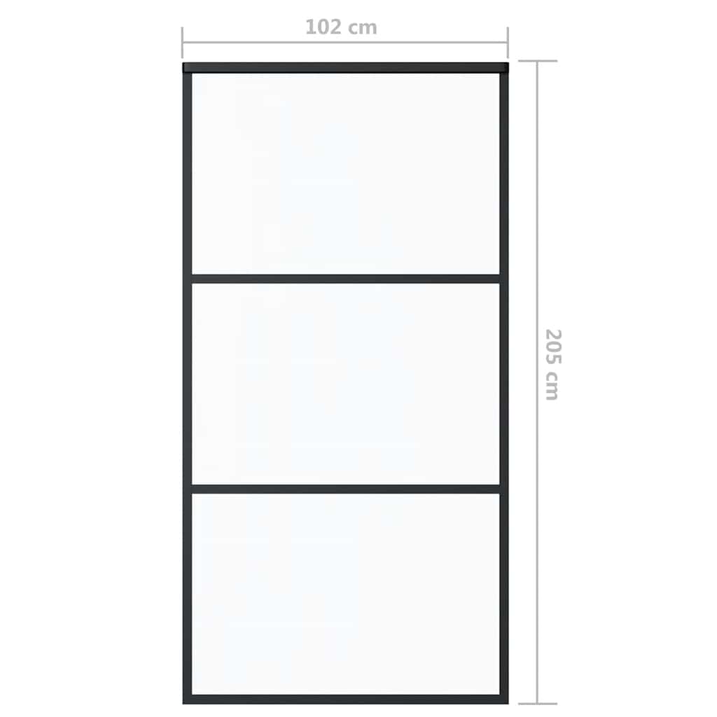 Schiebetür ESG-Glas und Aluminium 102x205 cm Schwarz