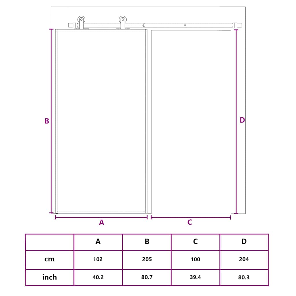 Schiebetür ESG-Glas und Aluminium 102x205 cm Schwarz