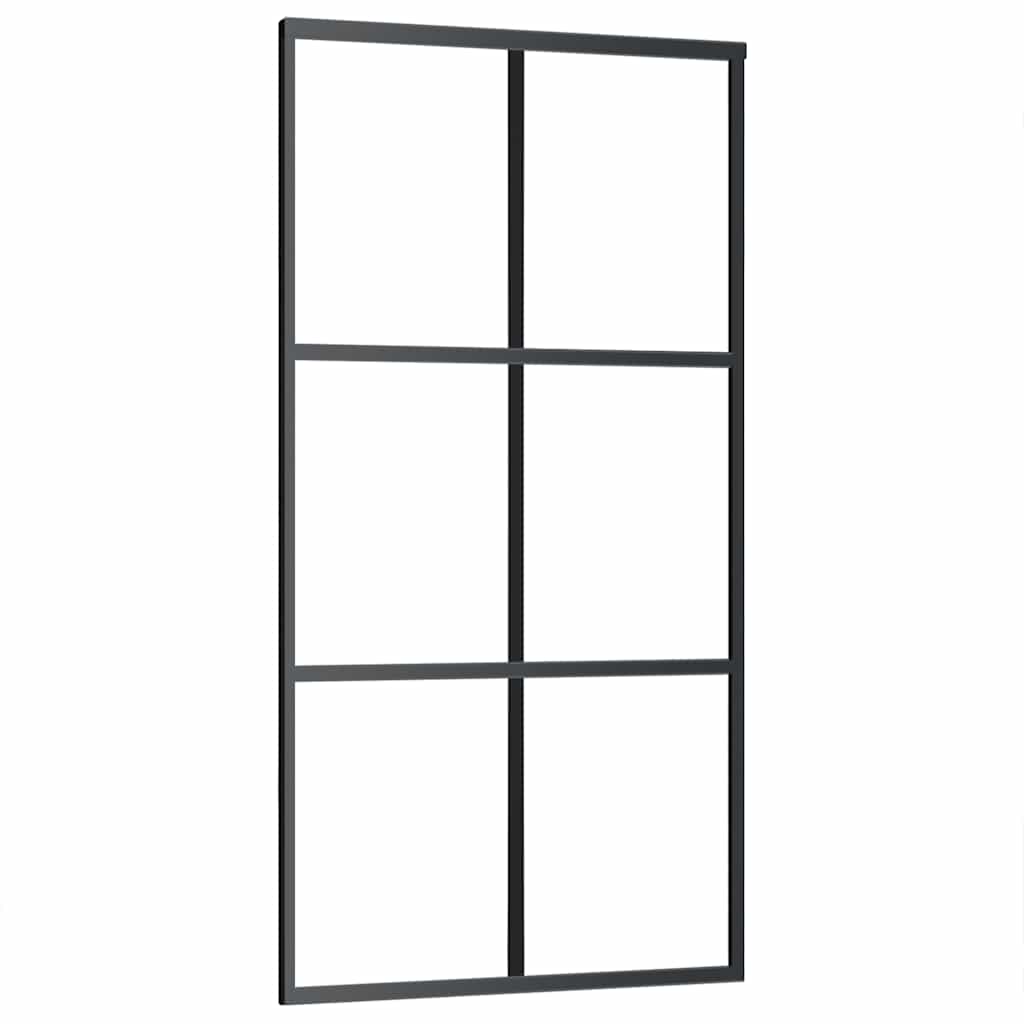 Schiebetür ESG-Glas und Aluminium 102x205 cm Schwarz