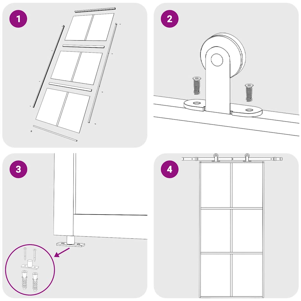Schiebetür ESG-Glas und Aluminium 102x205 cm Schwarz