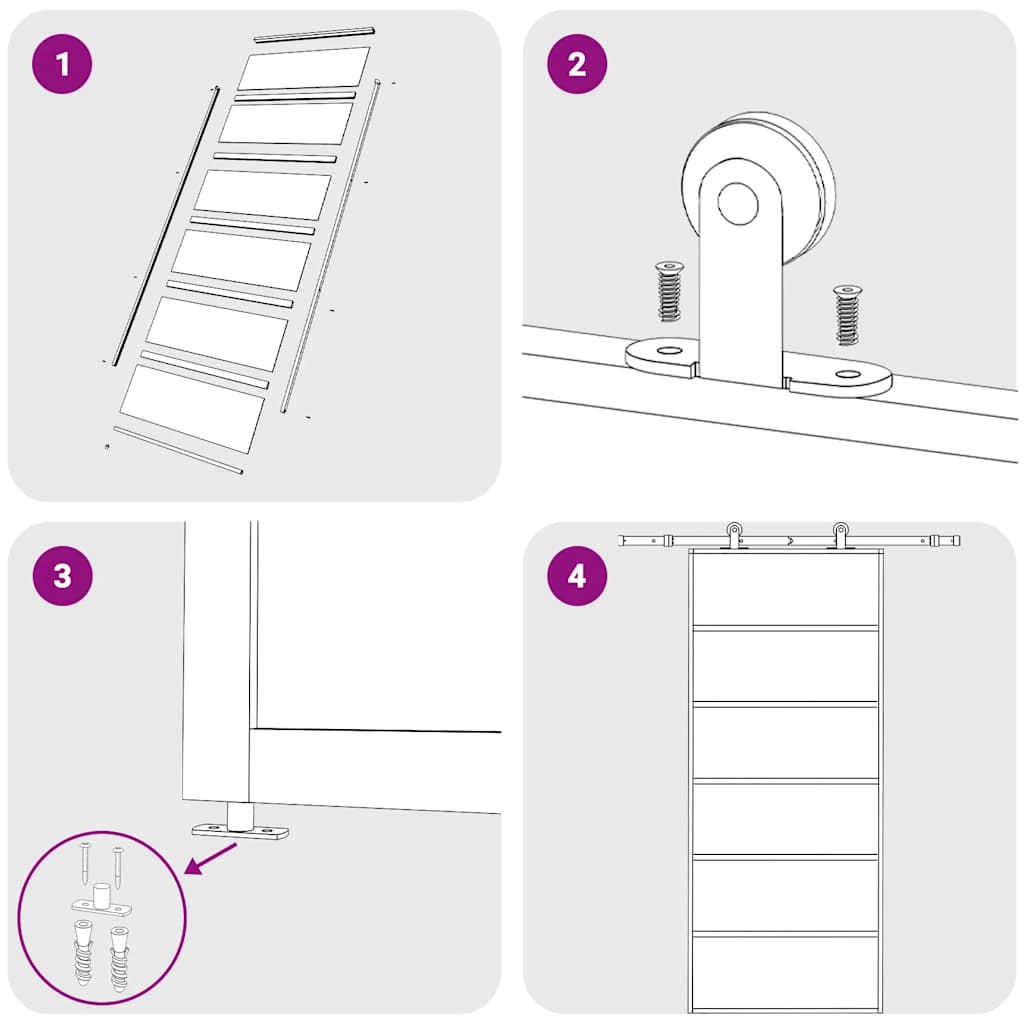 Schiebetür ESG-Glas und Aluminium 90x205 cm Schwarz