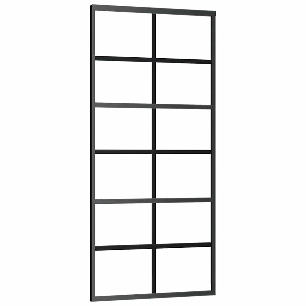 Schiebetür ESG-Glas und Aluminium 90x205 cm Schwarz
