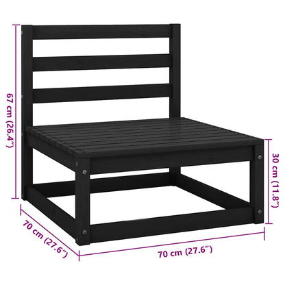 Outdoor-Sofa 4-Sitzer Schwarz Massivholz Kiefer