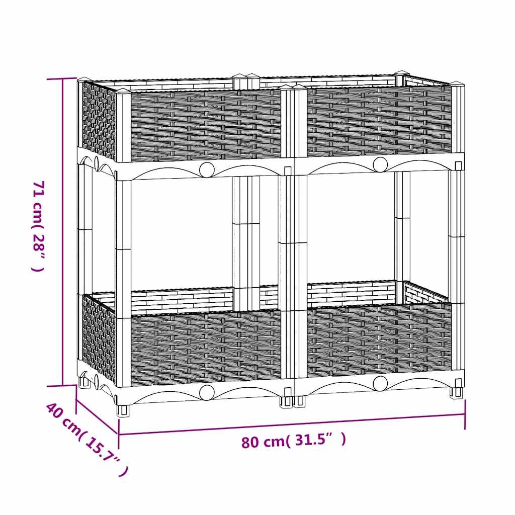 Hochbeet 80x40x71 cm Polypropylen