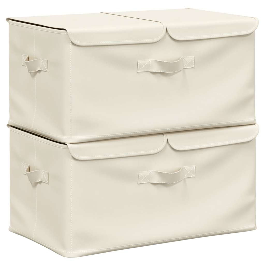 Aufbewahrungsboxen 2 Stk. Stoff 50x30x25 cm Creme