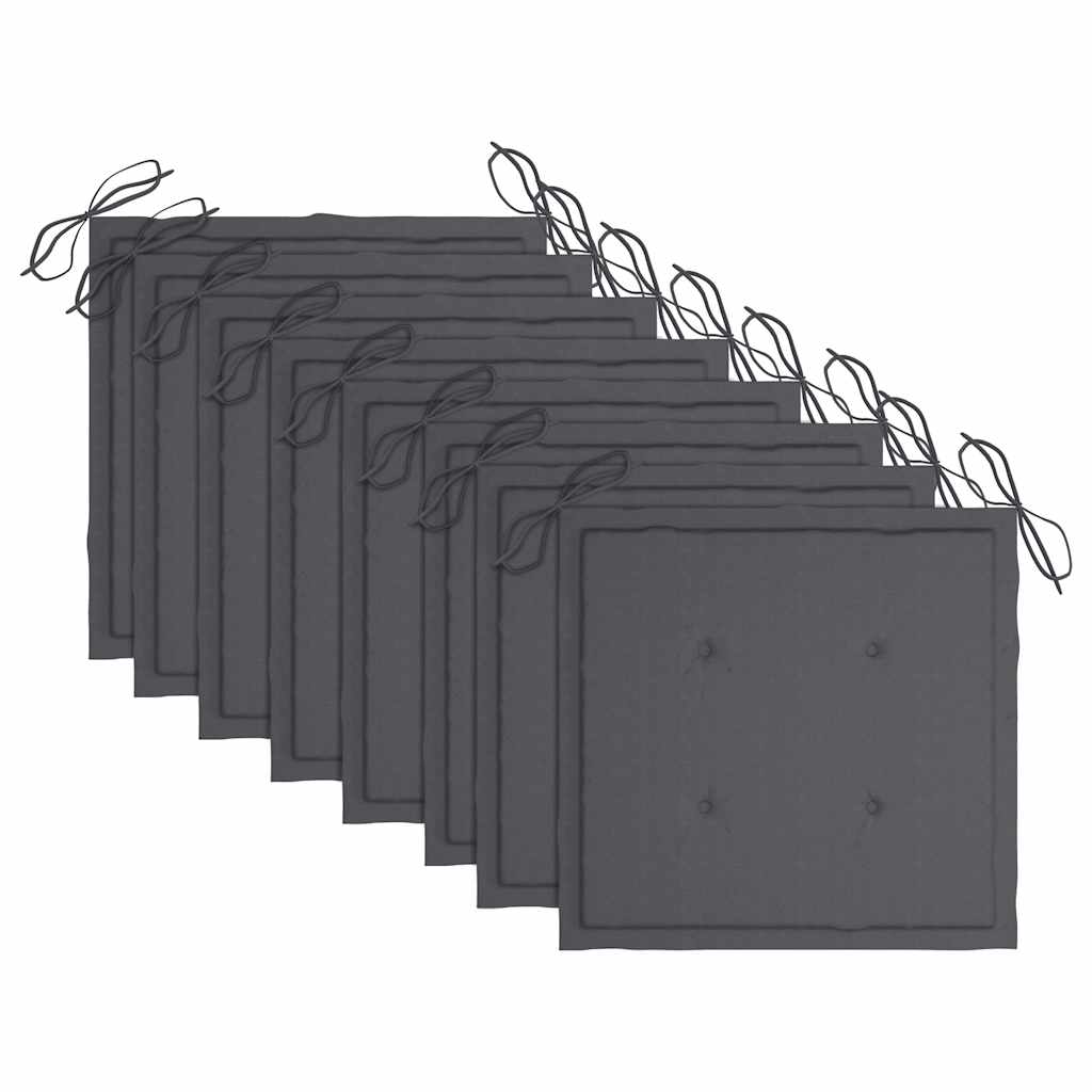 8 Stk. Gartenstühle mit Kissen Massivholz Teak