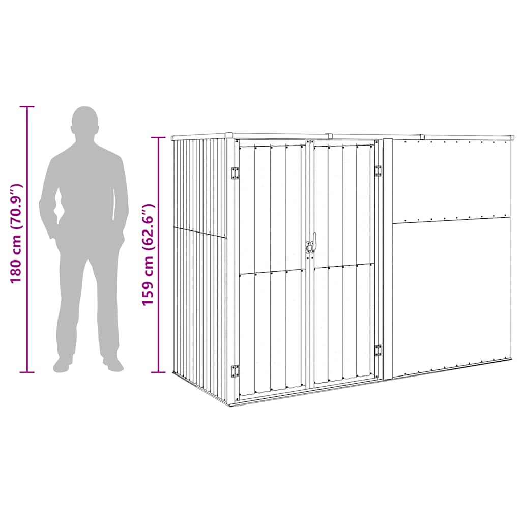Gerätehaus Grau 225x89x161 cm Verzinkter Stahl