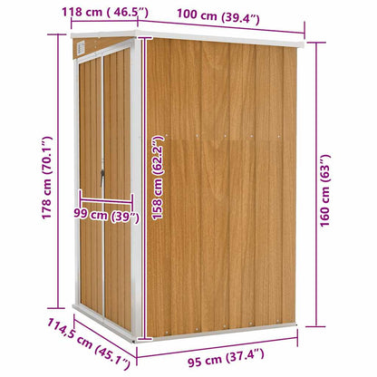 Anbauschuppen Braun 118x100x178 cm Verzinkter Stahl