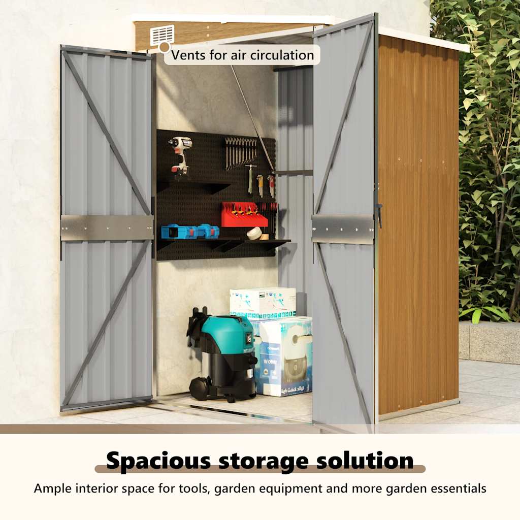 Anbauschuppen Braun 118x100x178 cm Verzinkter Stahl