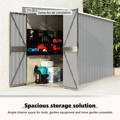 Anbauschuppen Grau 118x288x178 cm Verzinkter Stahl